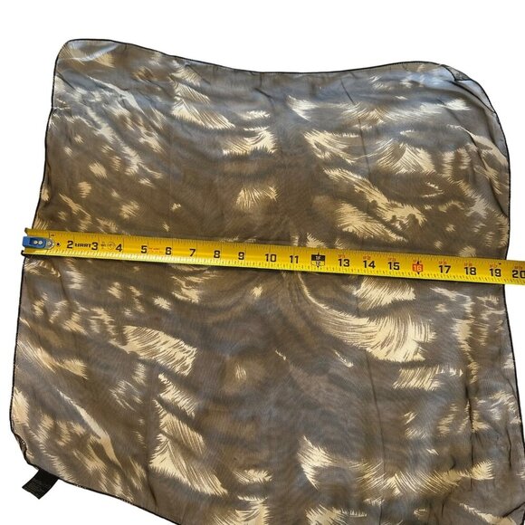Brown Feather Print Square Scarf 19 in Boho Festival Bag Scarf Vintage Sheer - Picture 7 of 9